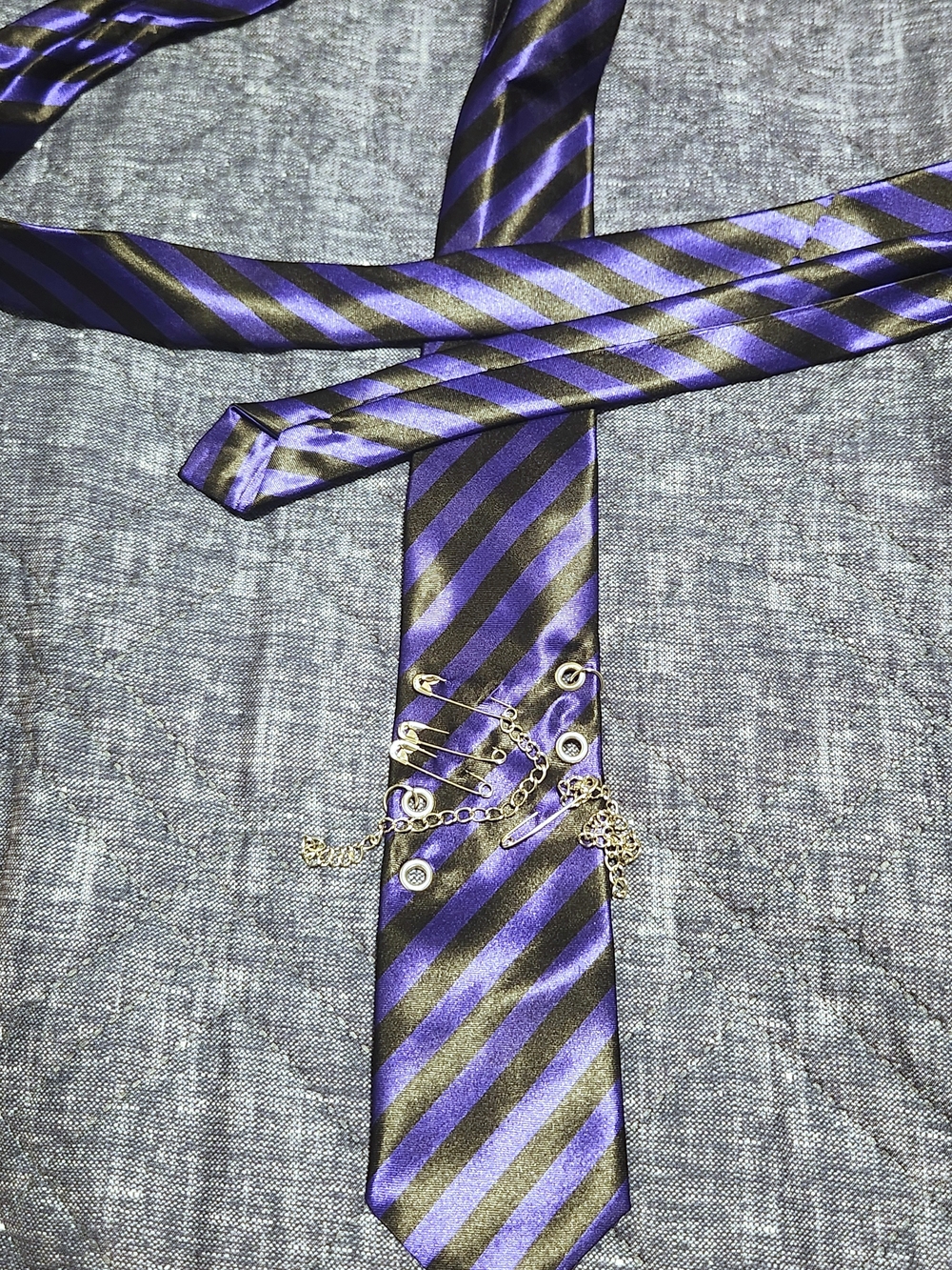 Purple and Black Striped EdgyTie